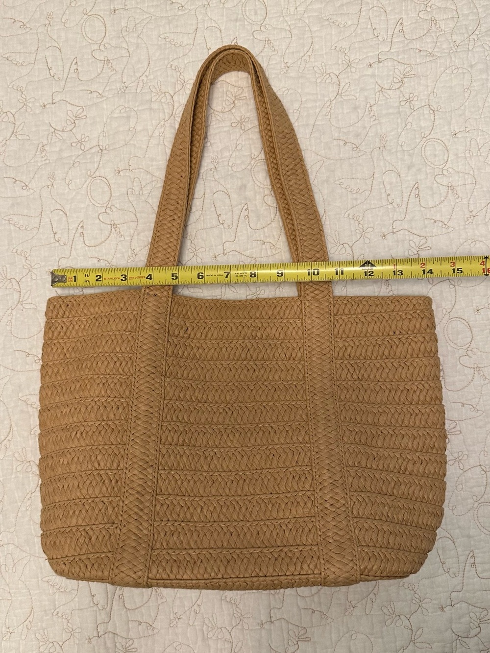 Draper James Tan/Beige Woven Straw Summer Tote Bag - Picture 11 of 12